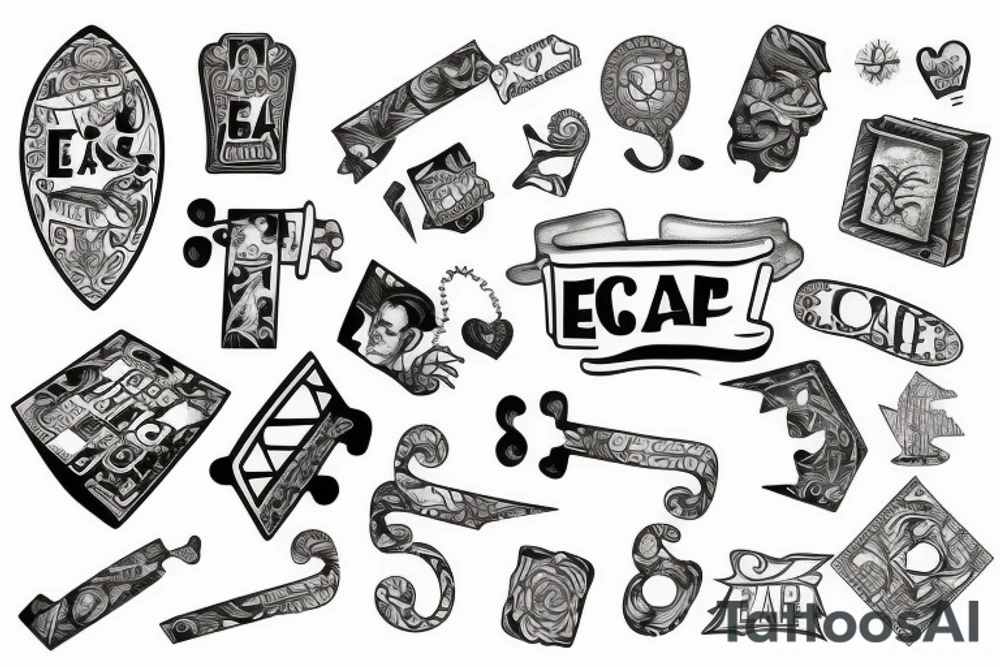 puzzle piece with the word escape tattoo idea