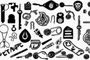 puzzle shapped pad lock, 3 keys, blood tattoo idea