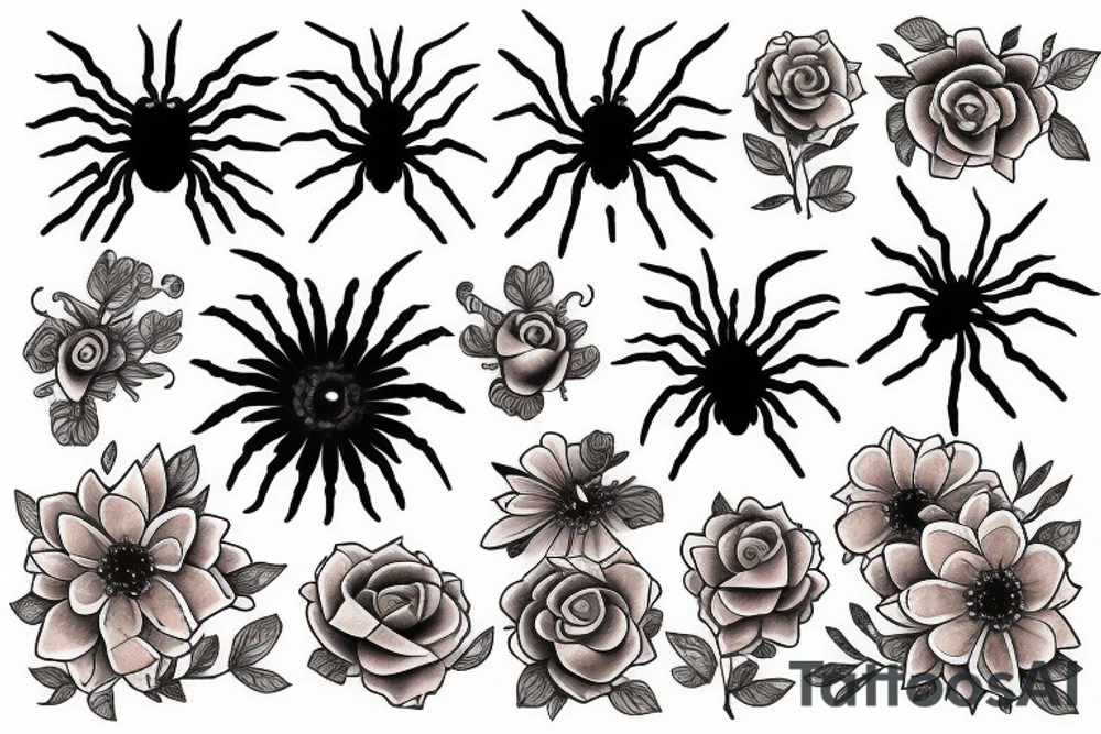 spiders flowers tattoo idea