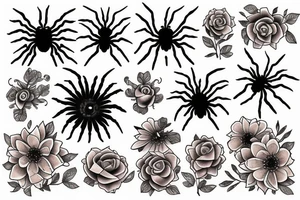 spiders flowers tattoo idea
