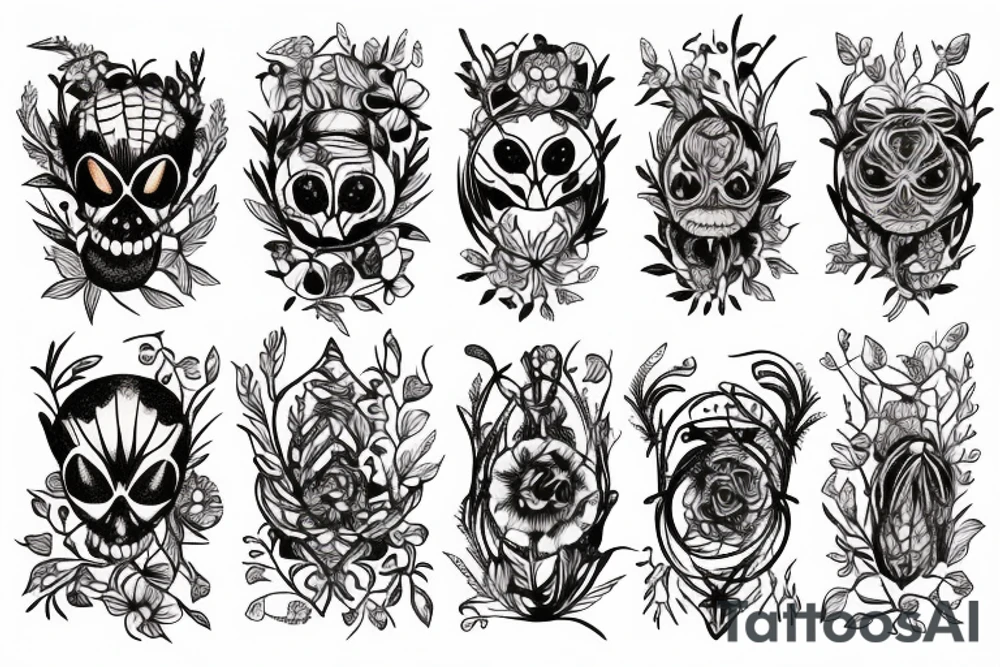 spiders on flowers tattoo idea