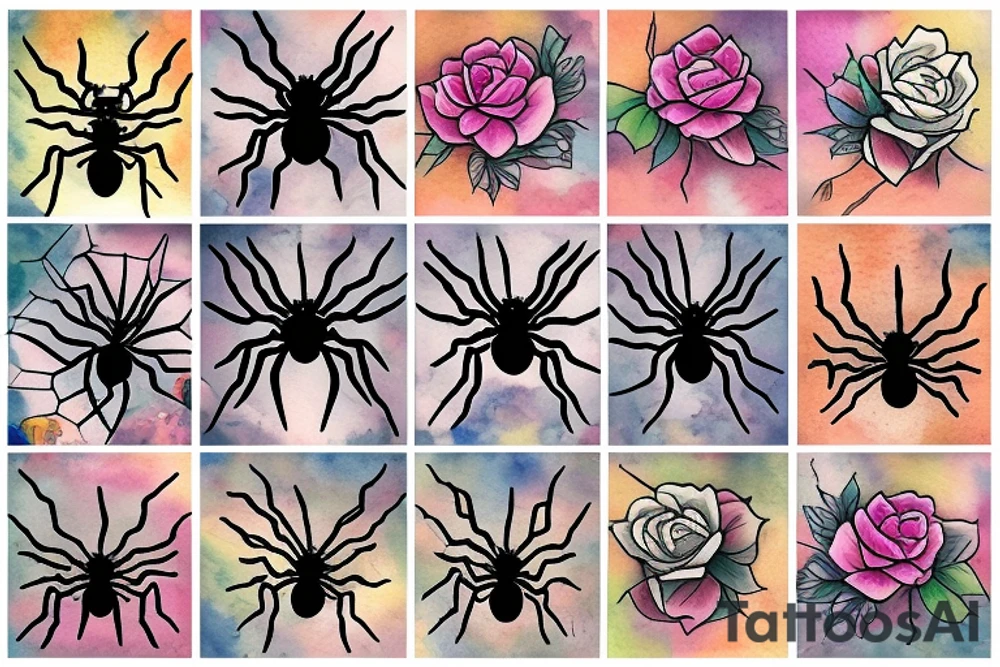 spiders in flowers tattoo idea