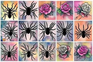 spiders in flowers tattoo idea