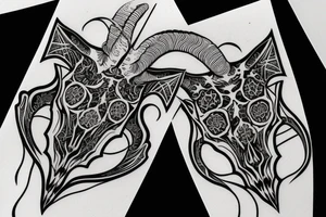 goat skull in front of sacred geometry background tattoo idea