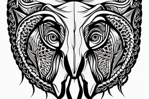 goat skull in front of sacred geometry background tattoo idea