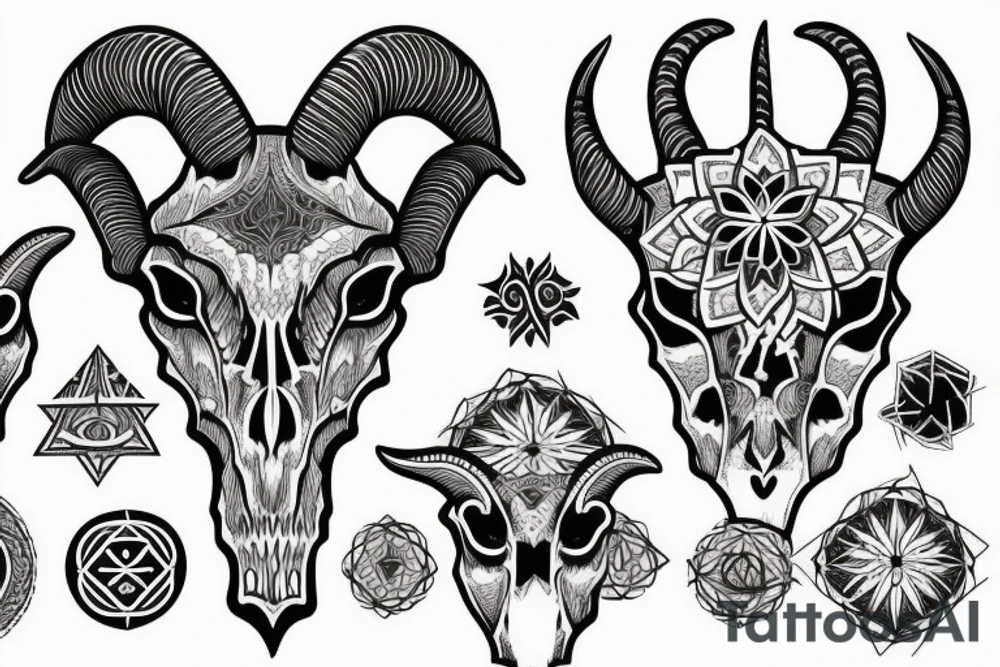 goat skull in front of sacred geometry background tattoo idea goat skull in front of sacred geometry background tattoo idea