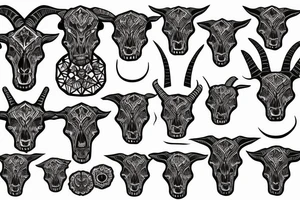 goat skull in front of sacred geometry background tattoo idea