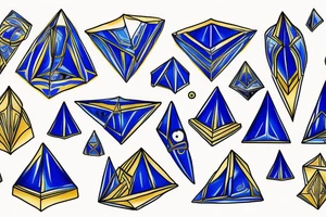 blue pyramids with gold tops tattoo idea