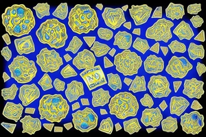 A sheet of blue lsd gel tabs with gold flake sprinkled on top tattoo idea
