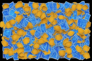A sheet of blue lsd gel tabs with gold flake sprinkled on top tattoo idea
