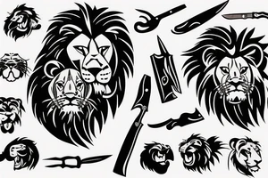 lion with a knife in his mouth tattoo idea