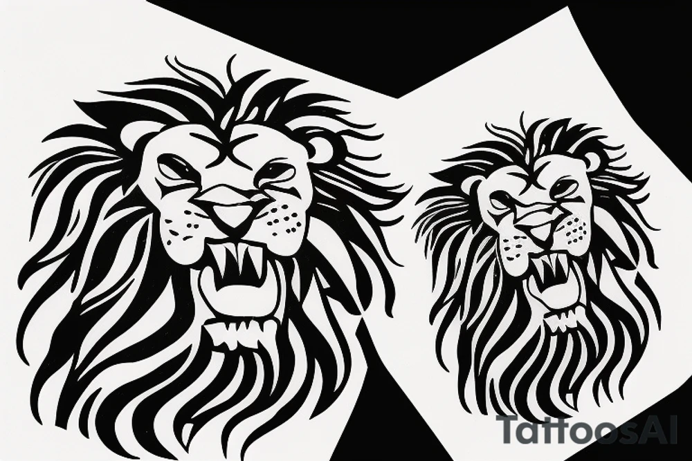 lion with a knife in his mouth tattoo idea