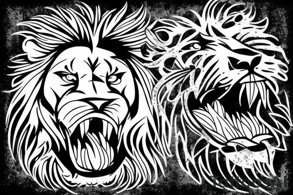 lion with a knife in his mouth tattoo idea