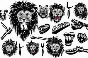 lion with a knife in his mouth tattoo idea