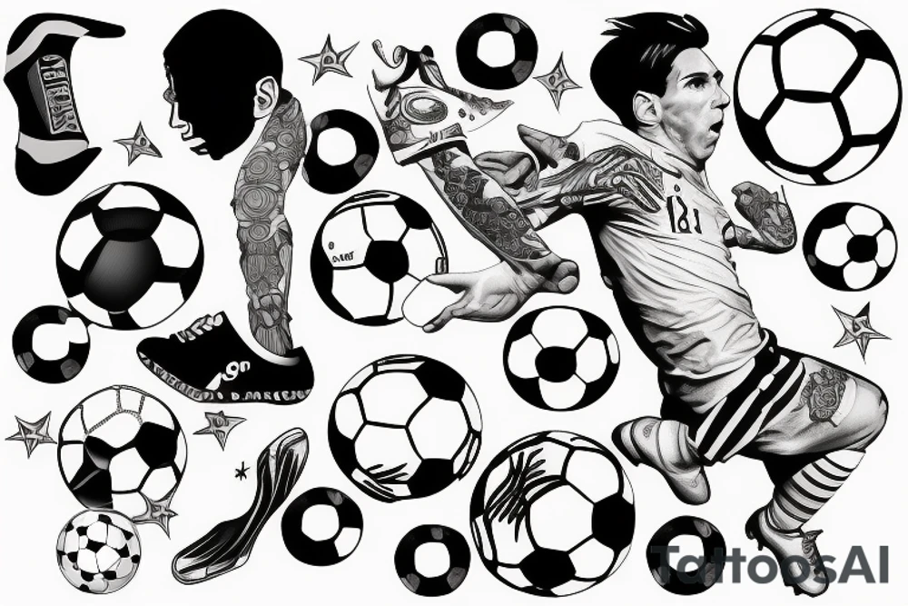 soccer, messi, ronaldo tattoo idea