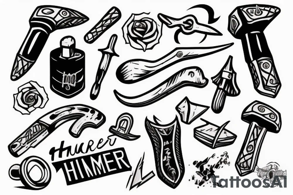 hammer tools on an arm tattoo idea