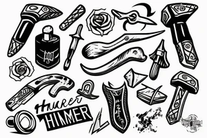 hammer tools on an arm tattoo idea