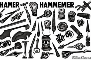 hammer tools on an arm tattoo idea
