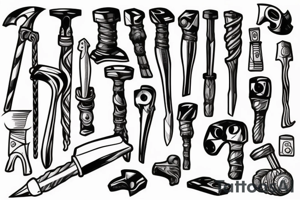 hammer tools on an arm tattoo idea