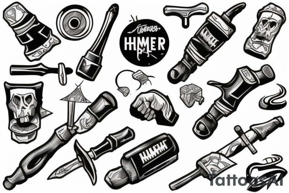 hammer tools on an arm tattoo idea