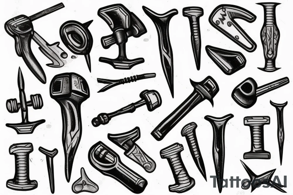hammer tools on an arm tattoo idea