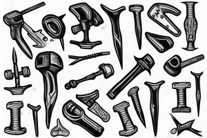 hammer tools on an arm tattoo idea