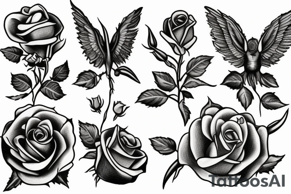 Small and elegant Saint Anthony and roses tattoo idea