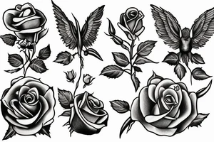 Small and elegant Saint Anthony and roses tattoo idea
