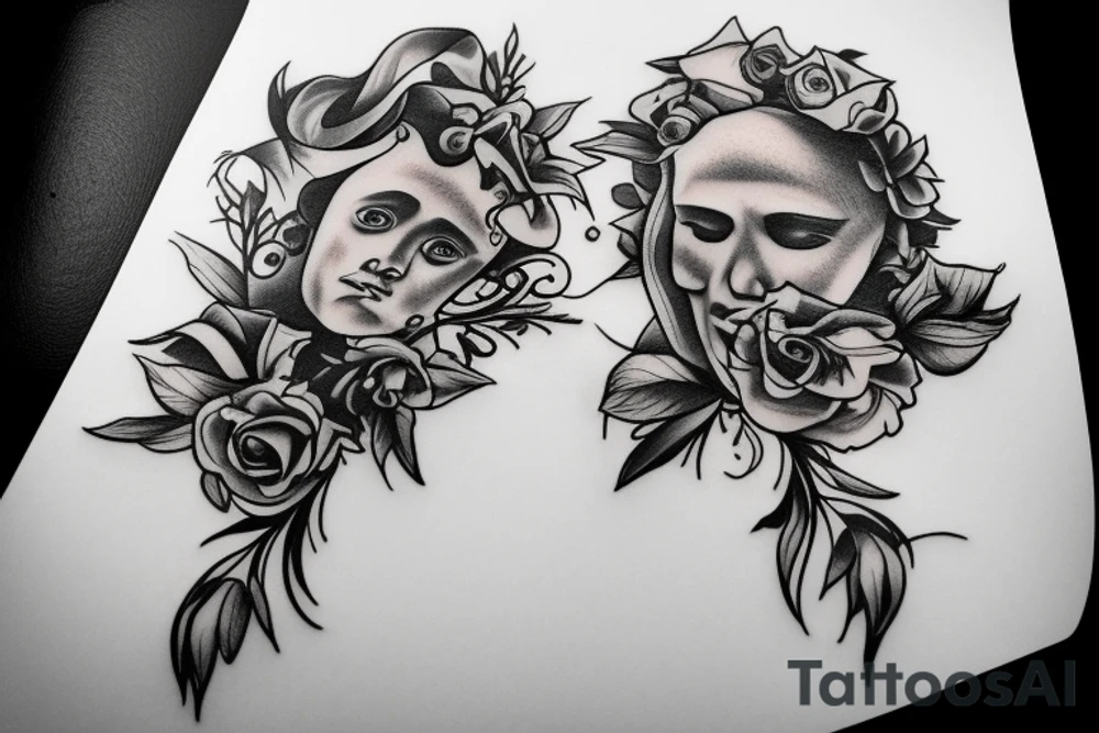 Small and elegant Saint Anthony and roses tattoo idea