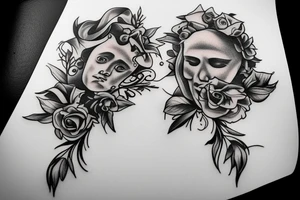 Small and elegant Saint Anthony and roses tattoo idea