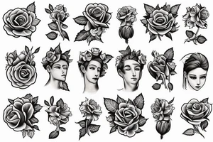 Small and elegant Saint Anthony and roses tattoo idea
