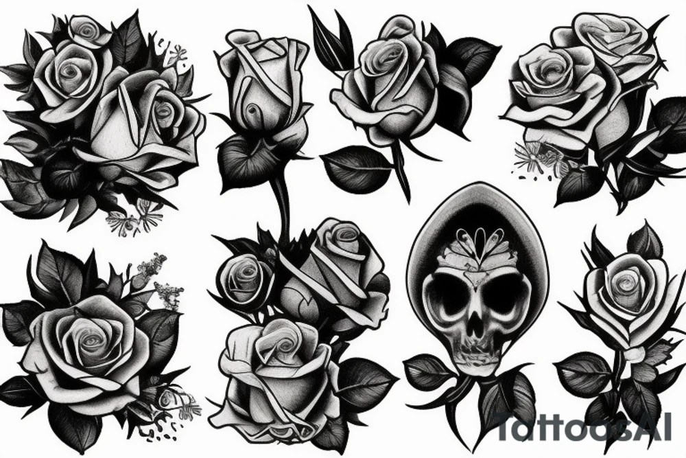 Small and elegant Saint Anthony and roses tattoo idea