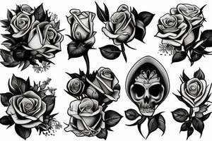 Small and elegant Saint Anthony and roses tattoo idea