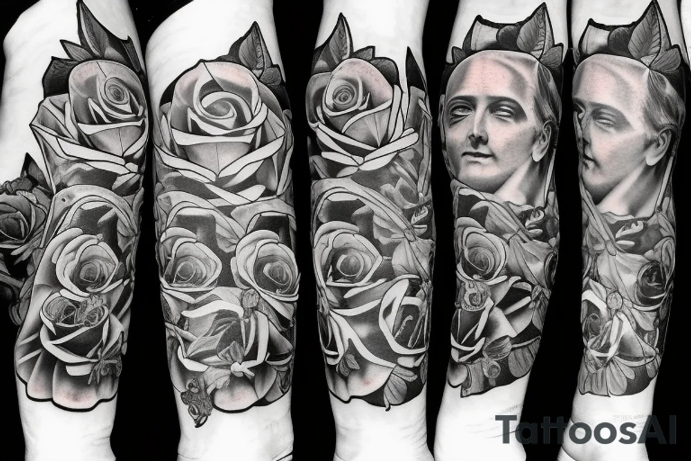 Saint Anthony and roses tattoo idea