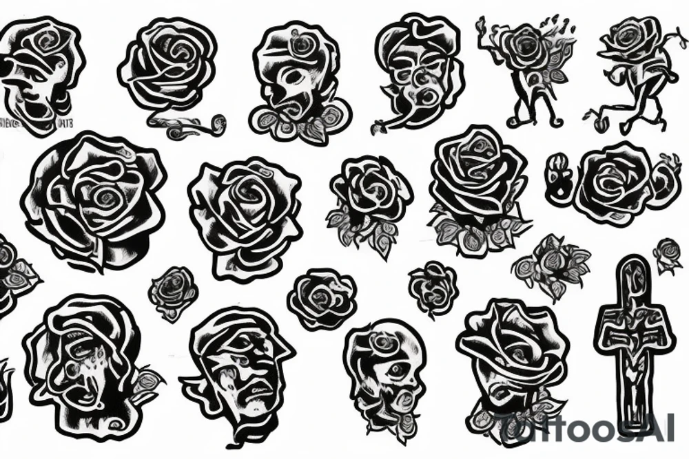 Saint Anthony and roses tattoo idea