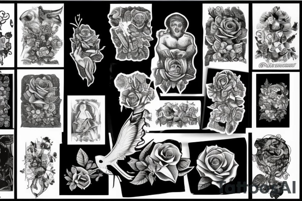 Saint Anthony with roses tattoo idea