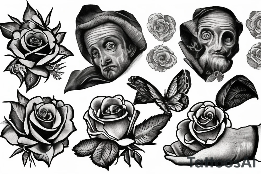 Saint Anthony with roses tattoo idea