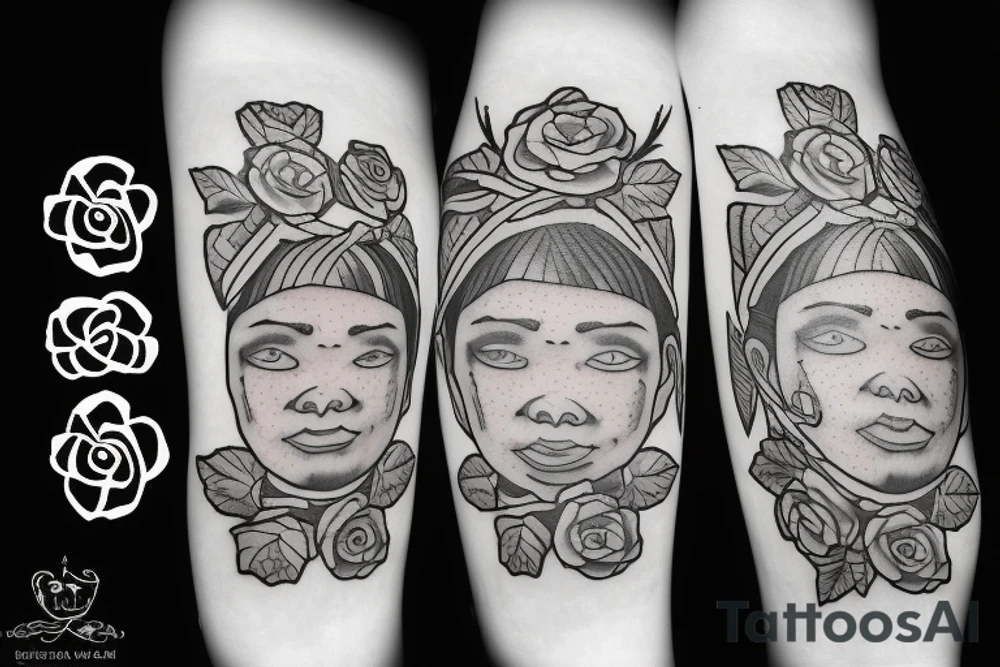 Saint Anthony with roses tattoo idea