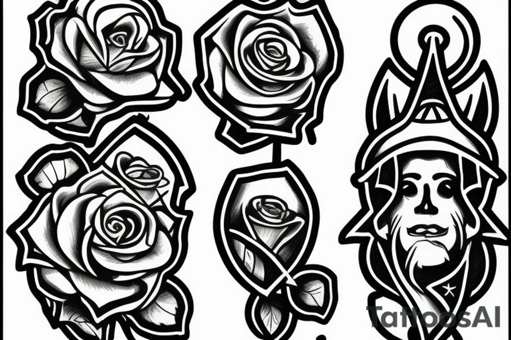 Saint Anthony with roses tattoo idea