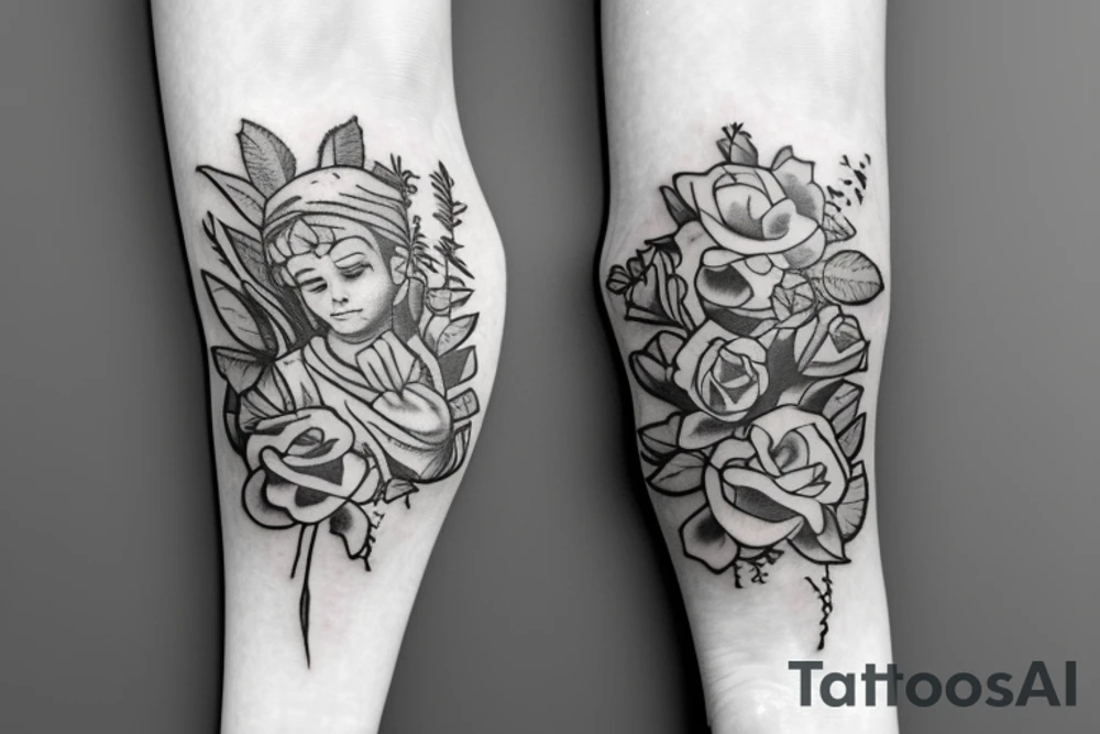 Saint Anthony with roses tattoo idea