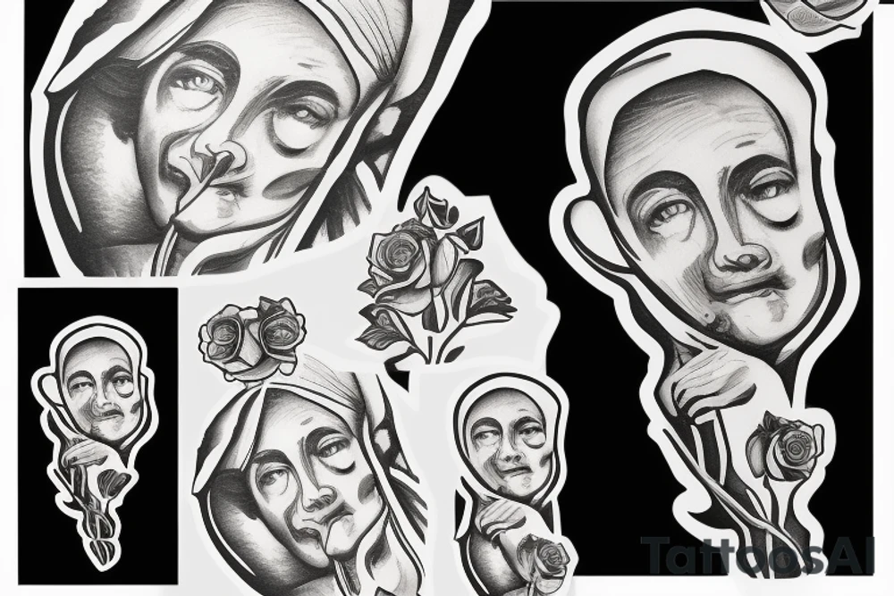 Saint Anthony with a single rose tattoo idea
