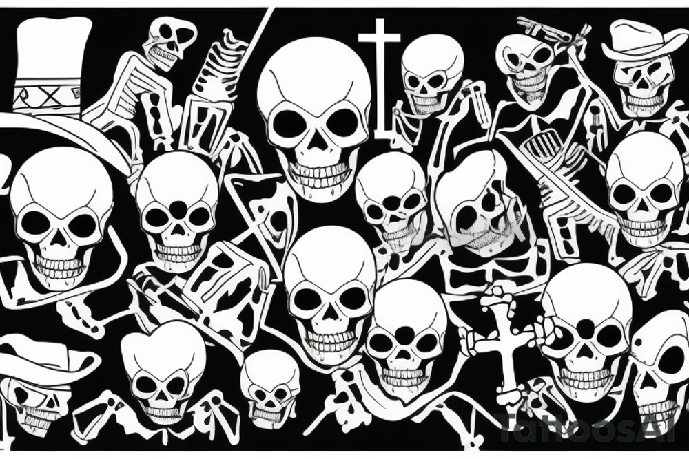 Cowboy skeleton sitting cross legged tattoo idea