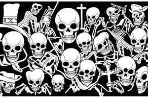 Cowboy skeleton sitting cross legged tattoo idea