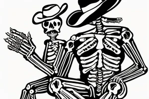 Cowboy skeleton sitting cross legged tattoo idea