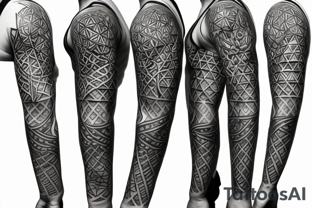 Geometric style flower/tree of life sleeve tattoo idea
