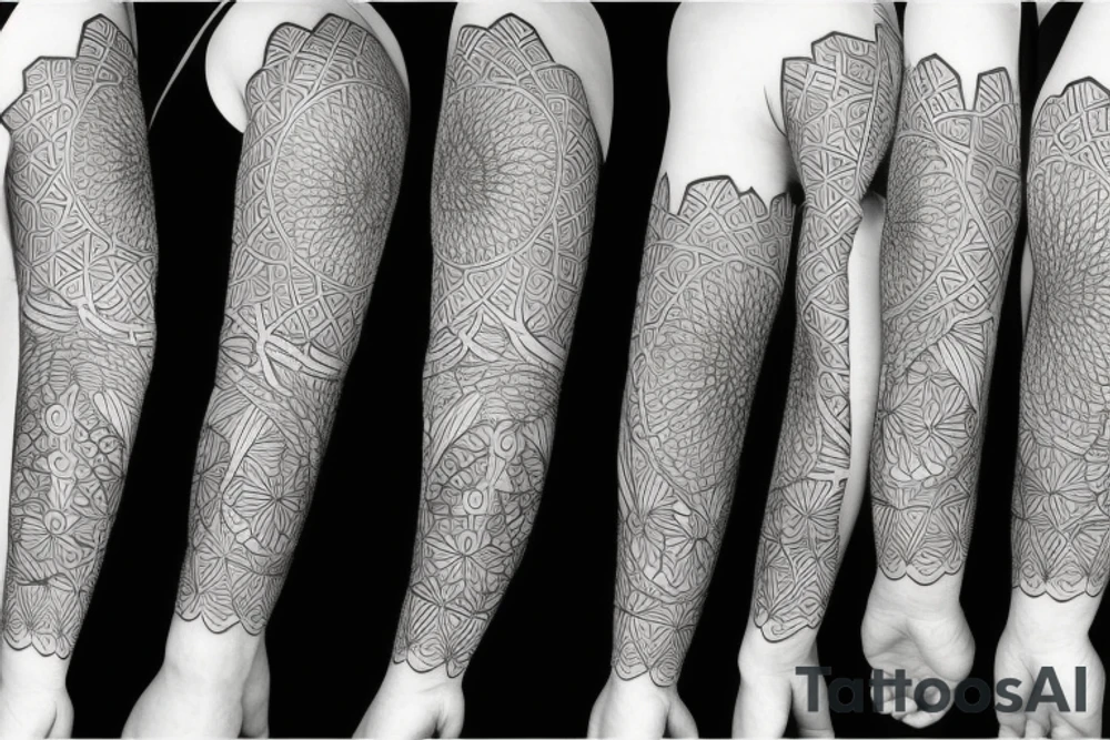 Geometric style flower/tree of life sleeve tattoo idea