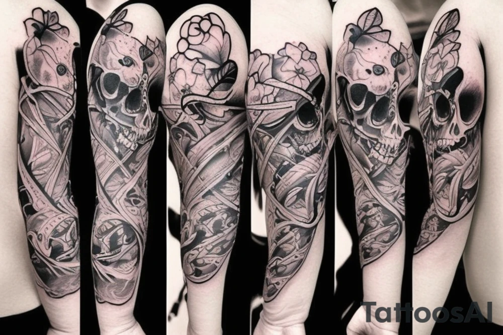 Heart skull tattoo idea
