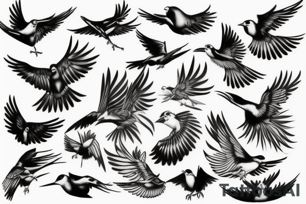 Birds flying tattoo idea