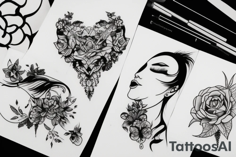 Woman outline tattoo idea
