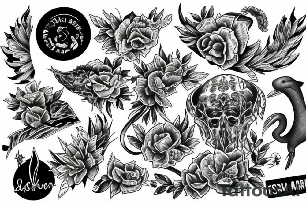 Arm sleve of and Australian river oasis tattoo idea